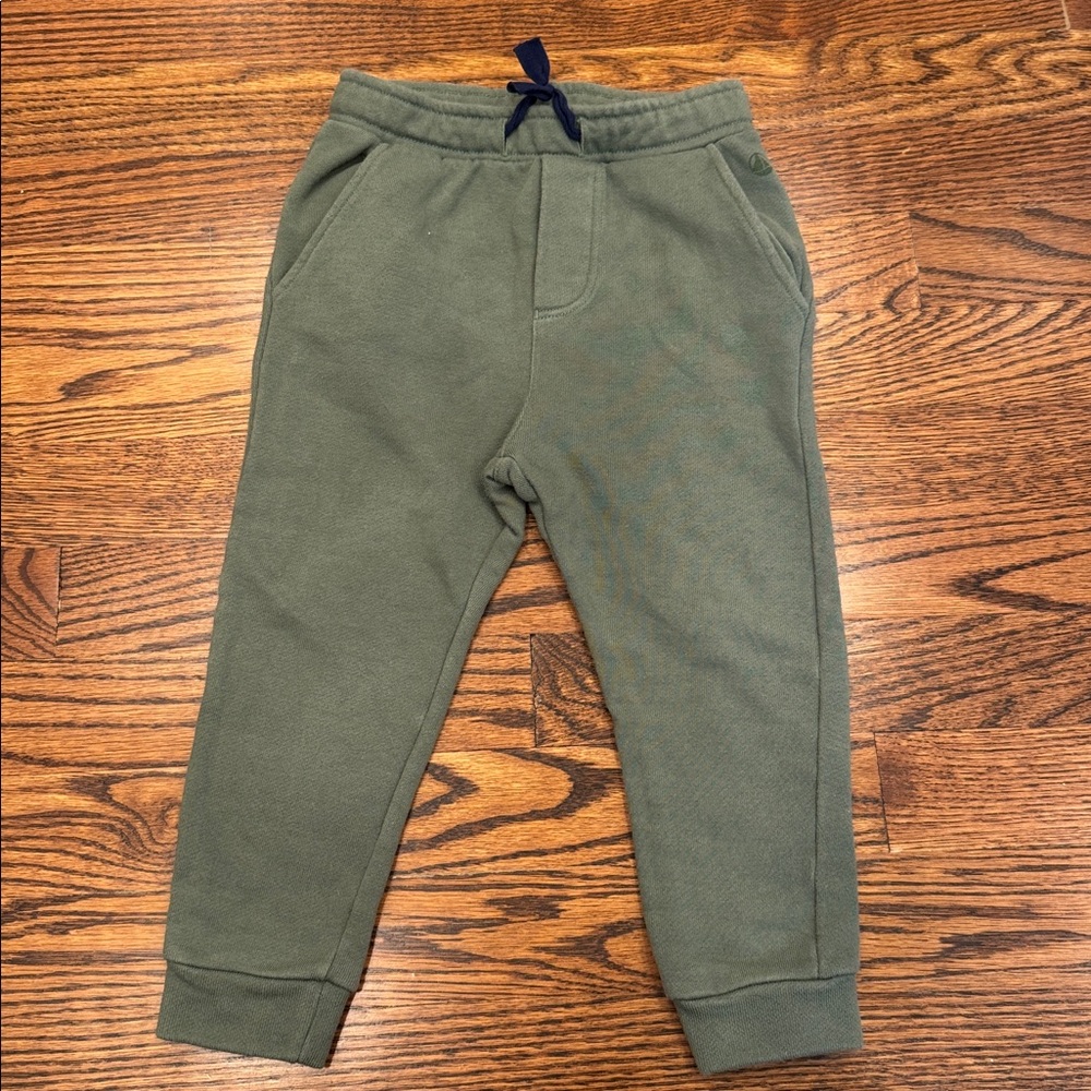 petit bateau Kids Olive Joggers with Navy Tie